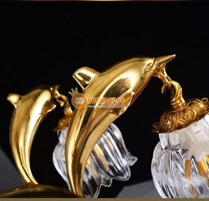 Đèn chùm đồng hiện đại hoa thủy tinh abr181-13